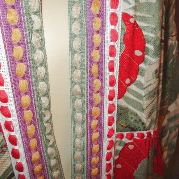 Cato Butterfly Kimono Duster Top Size S Embroidered Gauze Tiered Oversized Boho - Picture 4 of 12